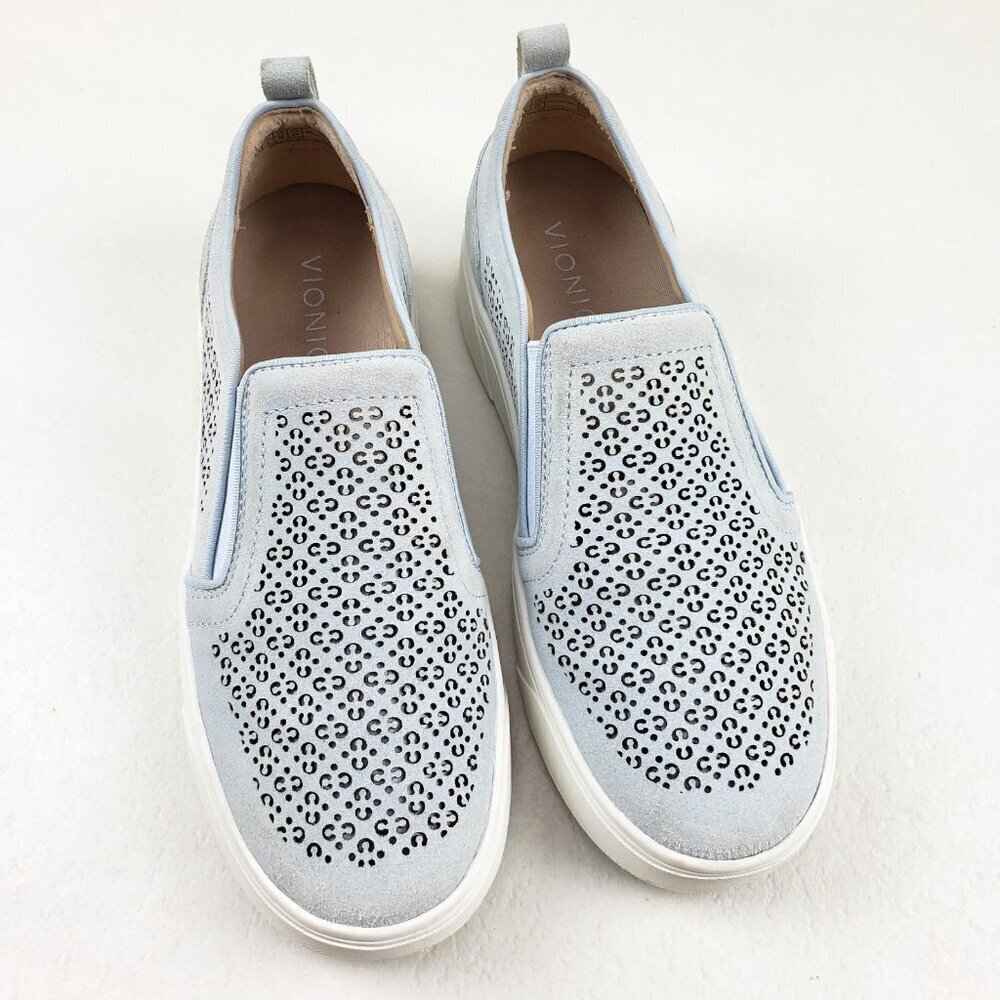 Vionic Kimmie Perf Slip On Shoe Womens 7.5 Blue Suede Comfort Casual Sneaker